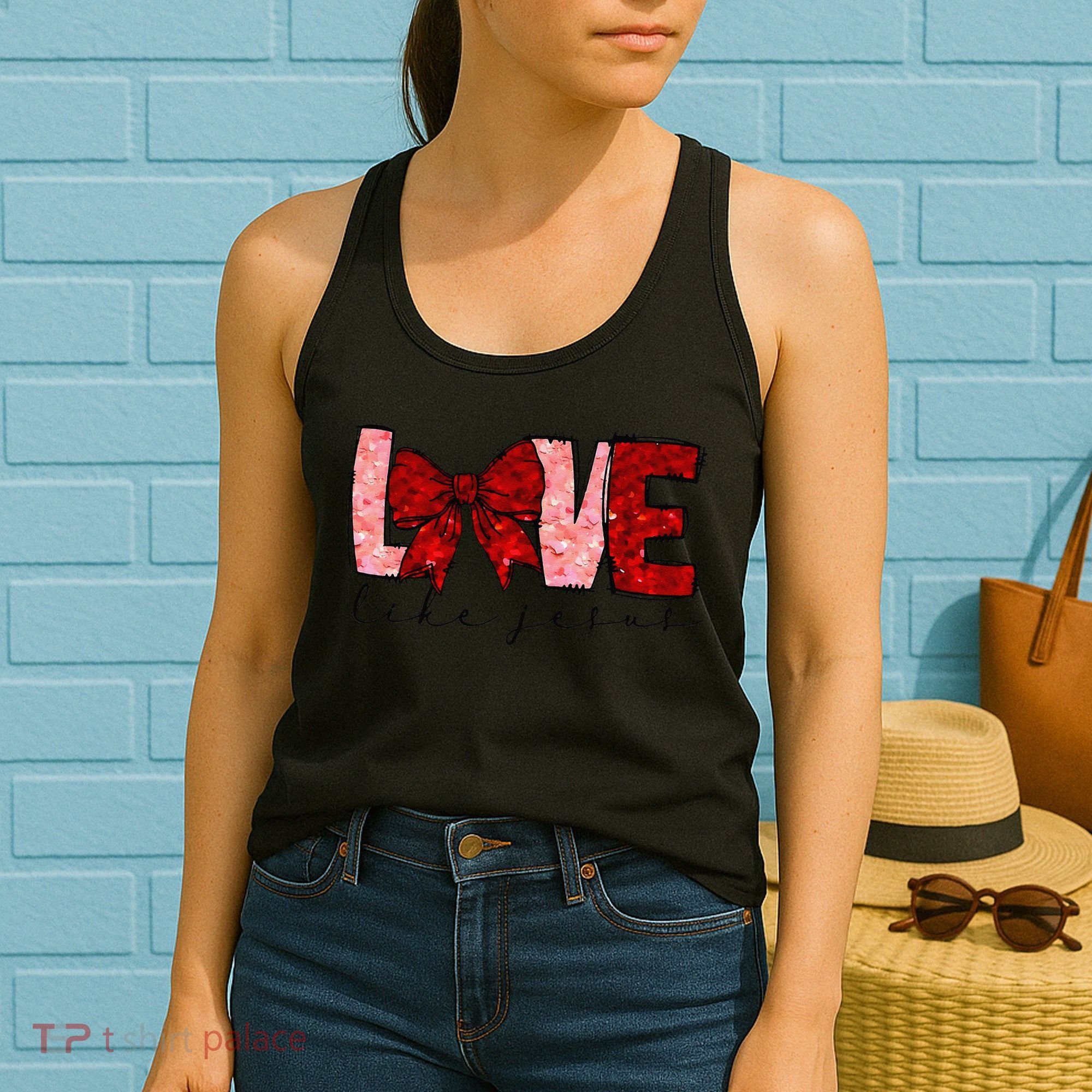 Love Like Jesus Coquette Bow Valentine Women's Tank Top