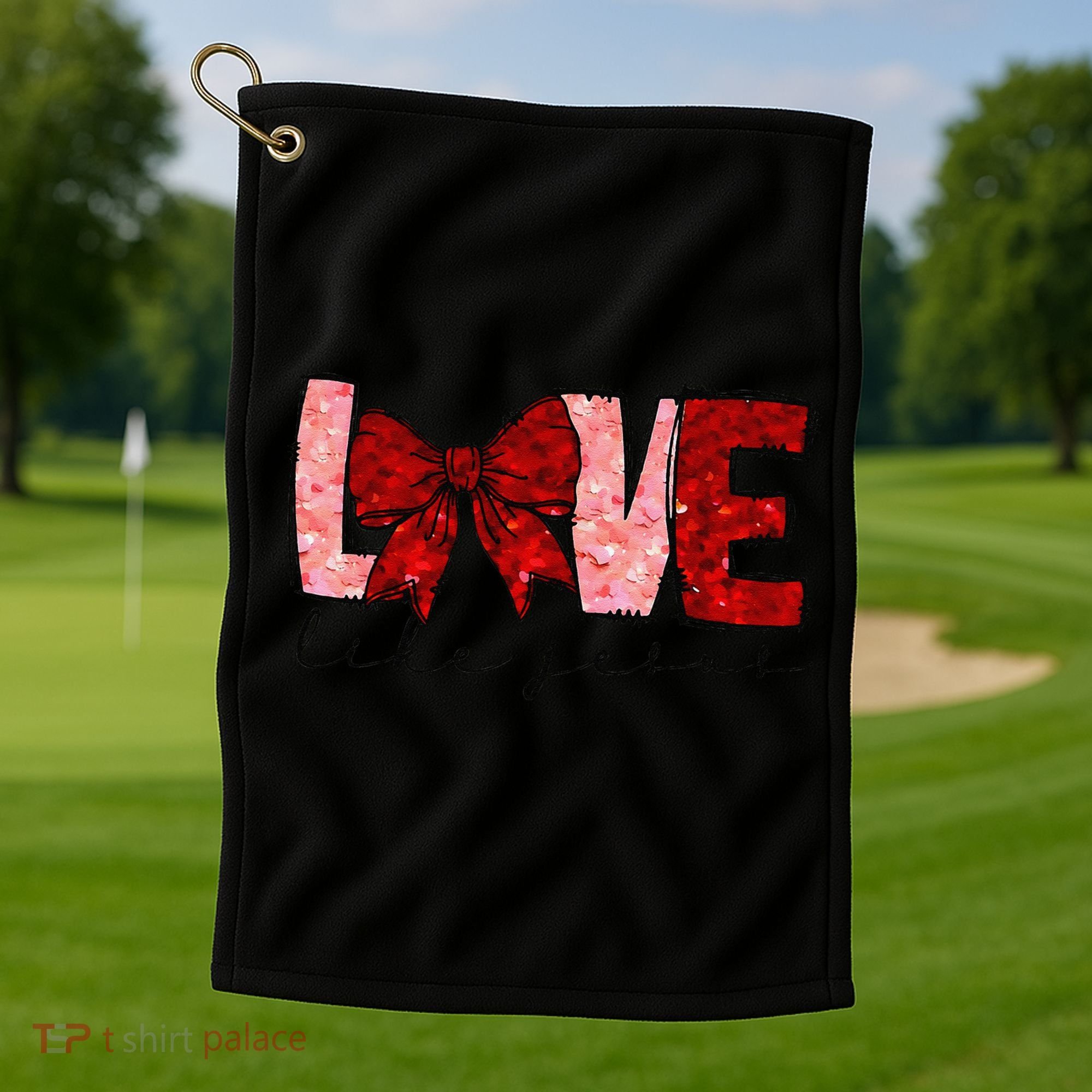 Love Like Jesus Coquette Bow Valentine Golf Towel