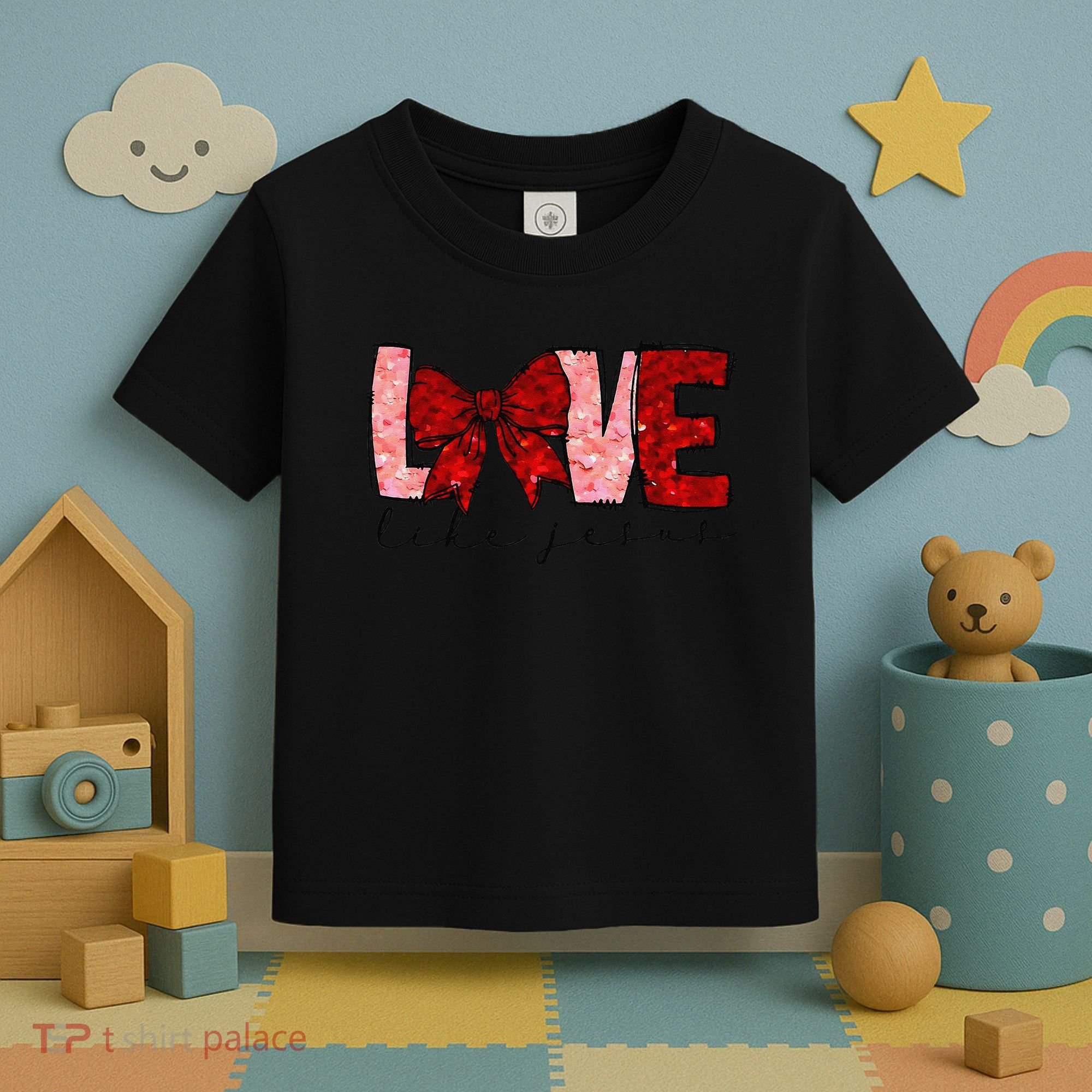 Love Like Jesus Coquette Bow Valentine Toddler T-Shirt