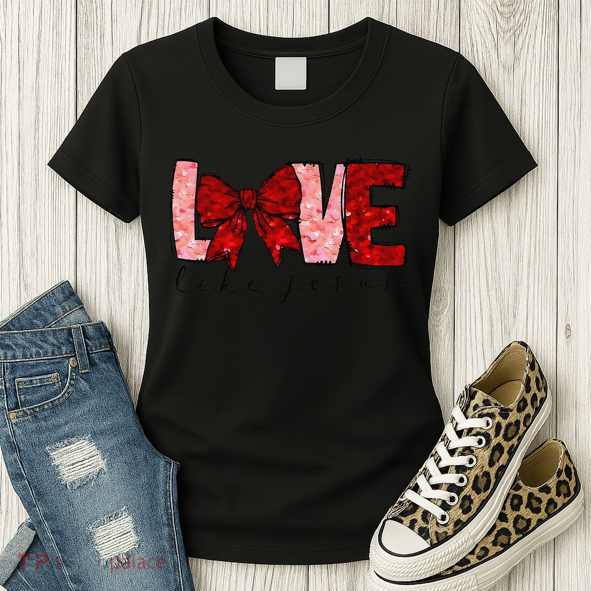 Love Like Jesus Coquette Bow Valentine Women's T-Shirt