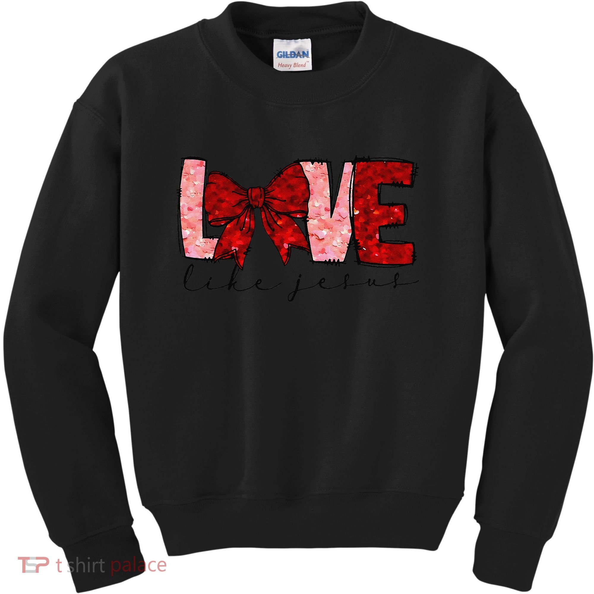Love Like Jesus Coquette Bow Valentine Kids Sweatshirt