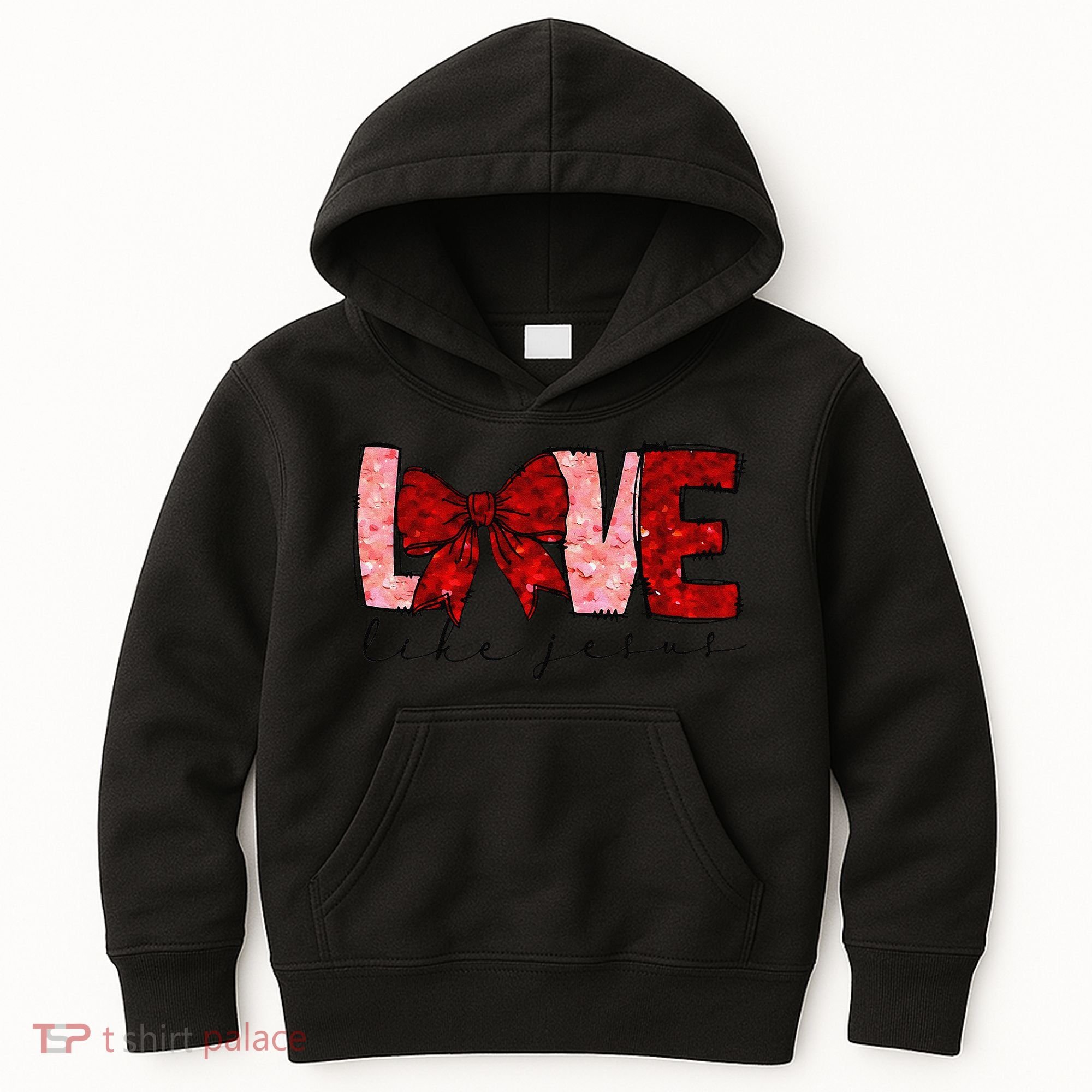 Love Like Jesus Coquette Bow Valentine Kids Hoodie
