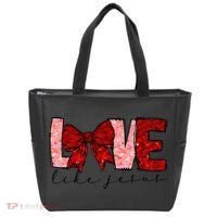 Love Like Jesus Coquette Bow Valentine Tote Bag thumb 0