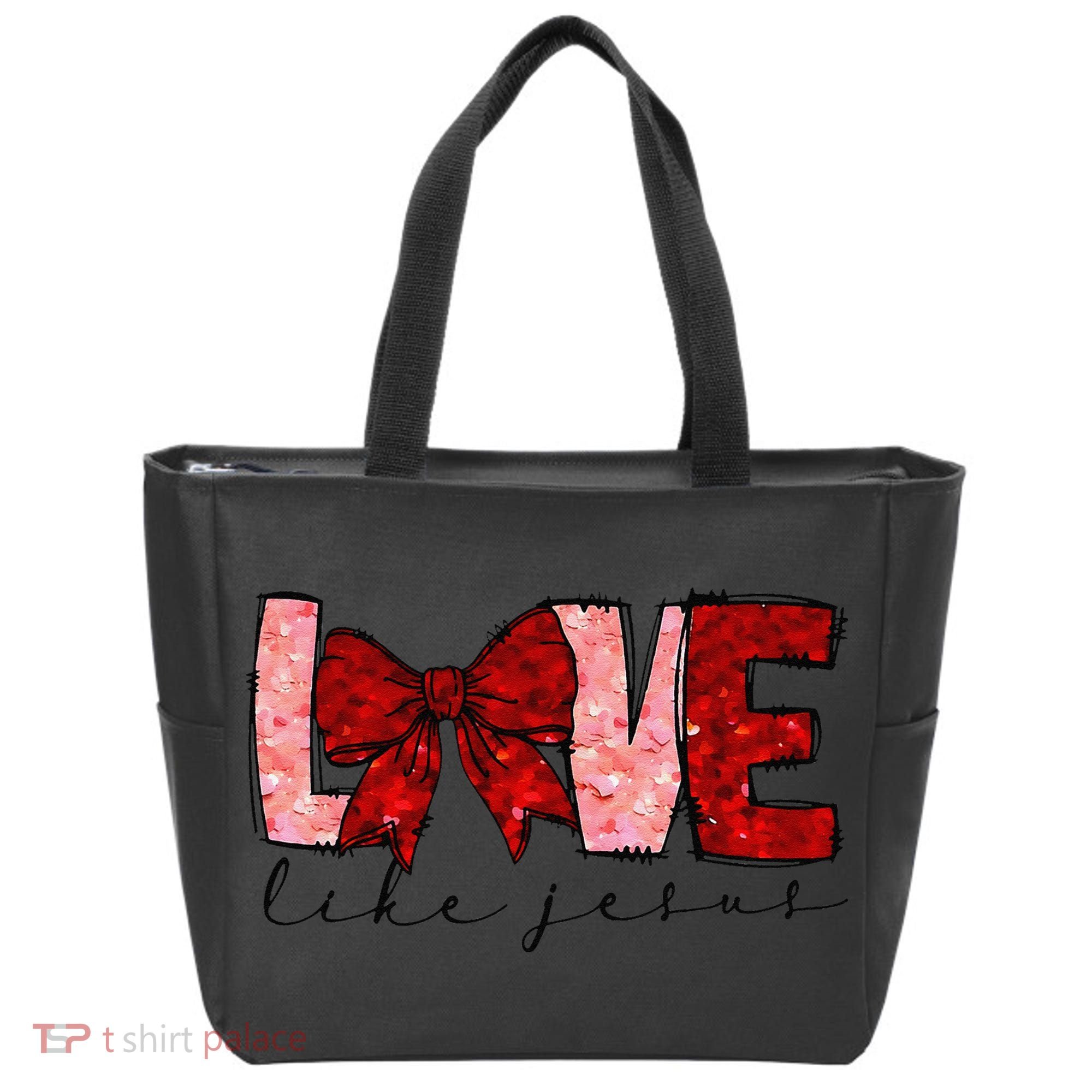 Love Like Jesus Coquette Bow Valentine Tote Bag