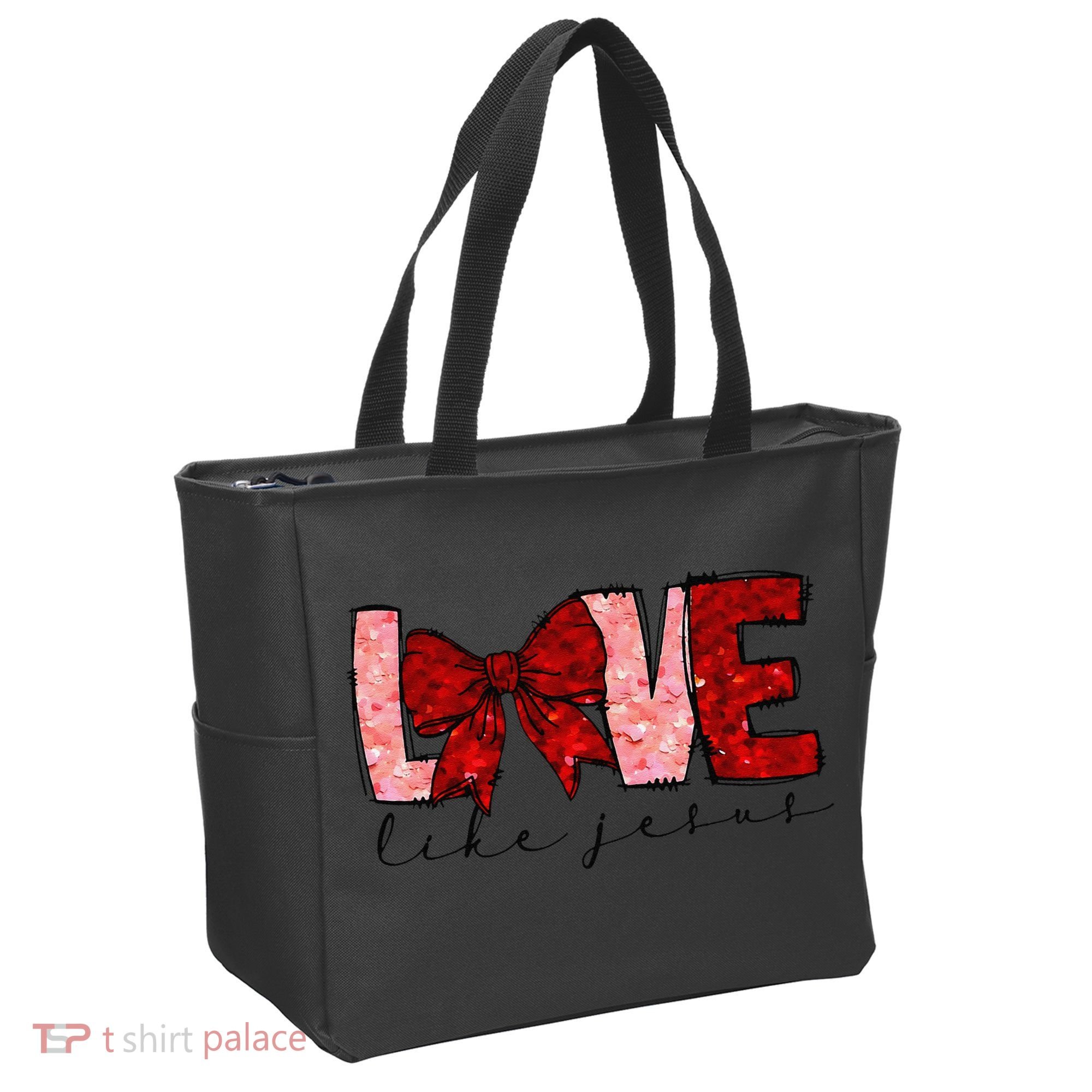 Love Like Jesus Coquette Bow Valentine Tote Bag