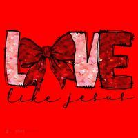 Love Like Jesus Coquette Bow Valentine Santa Hat thumb 1