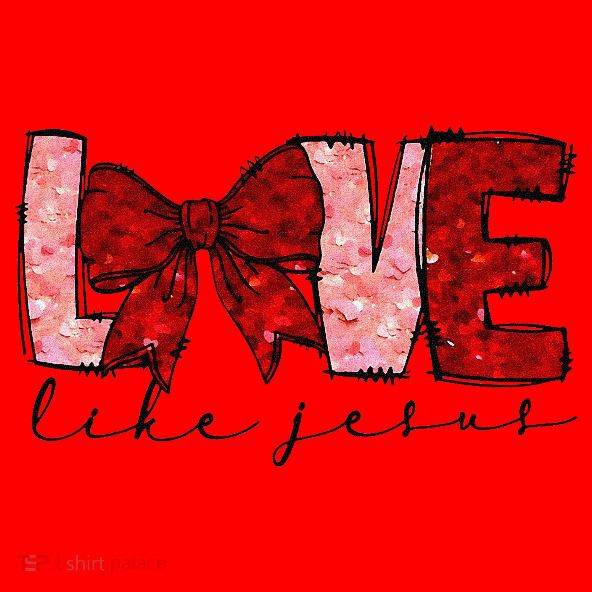 Love Like Jesus Coquette Bow Valentine Santa Hat