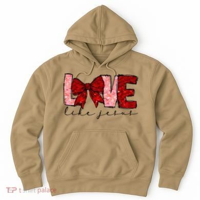 Love Like Jesus Coquette Bow Valentine Hoodie