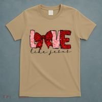 Love Like Jesus Coquette Bow Valentine T-Shirt thumb 5