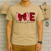 Love Like Jesus Coquette Bow Valentine T-Shirt thumb 6