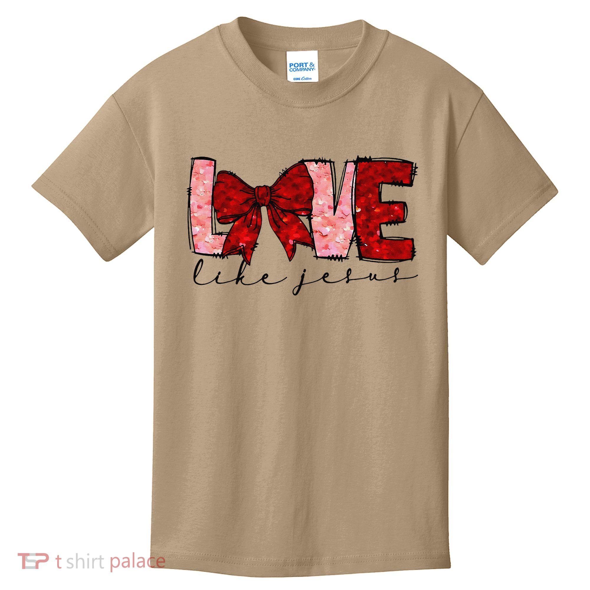 Love Like Jesus Coquette Bow Valentine Kids T-Shirt