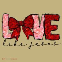 Love Like Jesus Coquette Bow Valentine Kids T-Shirt thumb 2
