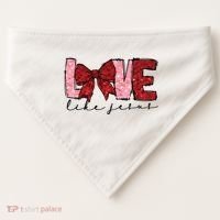 Love Like Jesus Valentine Coquette Valentine USA-Made Doggie Bandana thumb 0