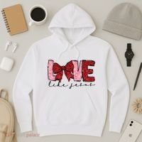 Love Like Jesus Valentine Coquette Valentine Hoodie thumb 3