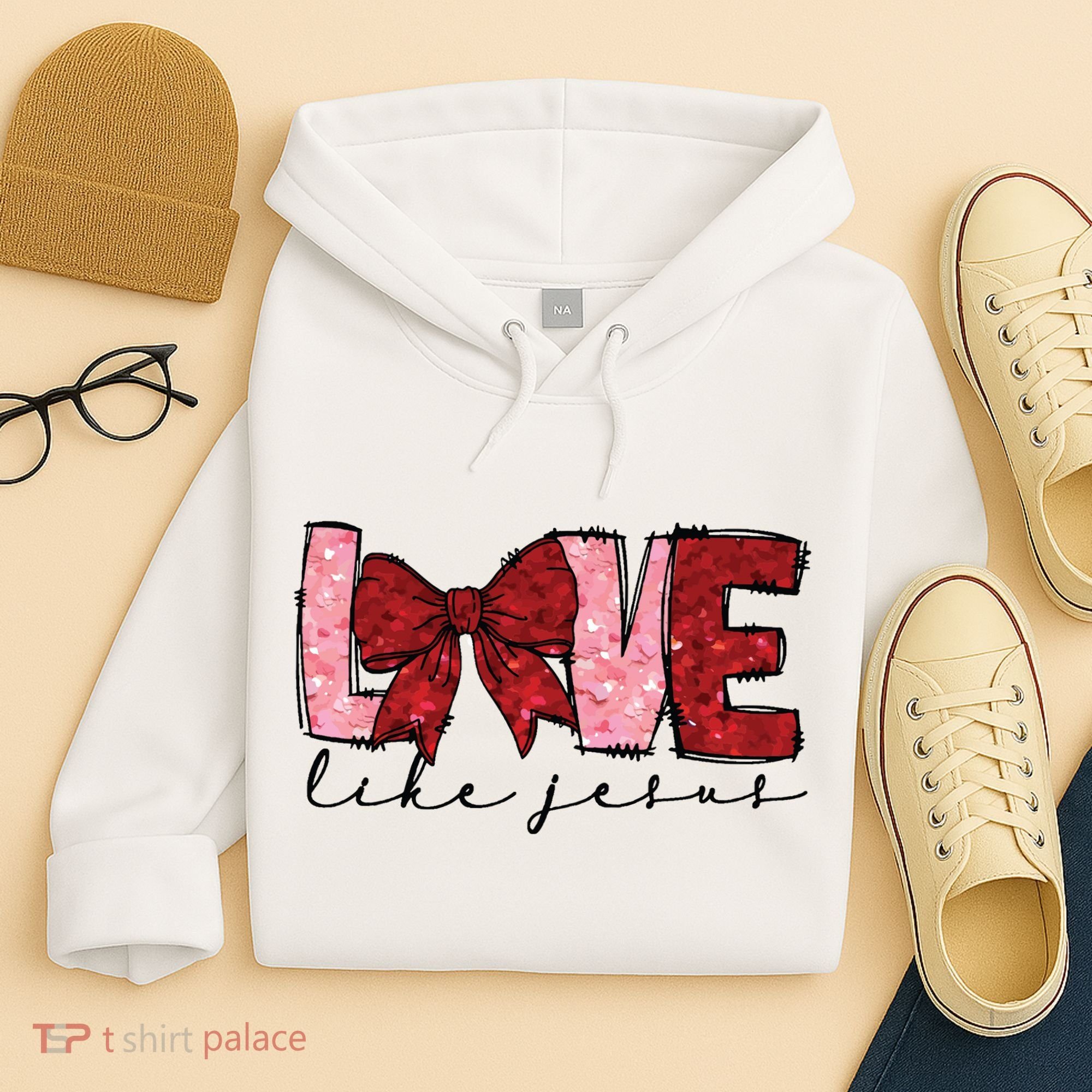 Love Like Jesus Valentine Coquette Valentine Hoodie
