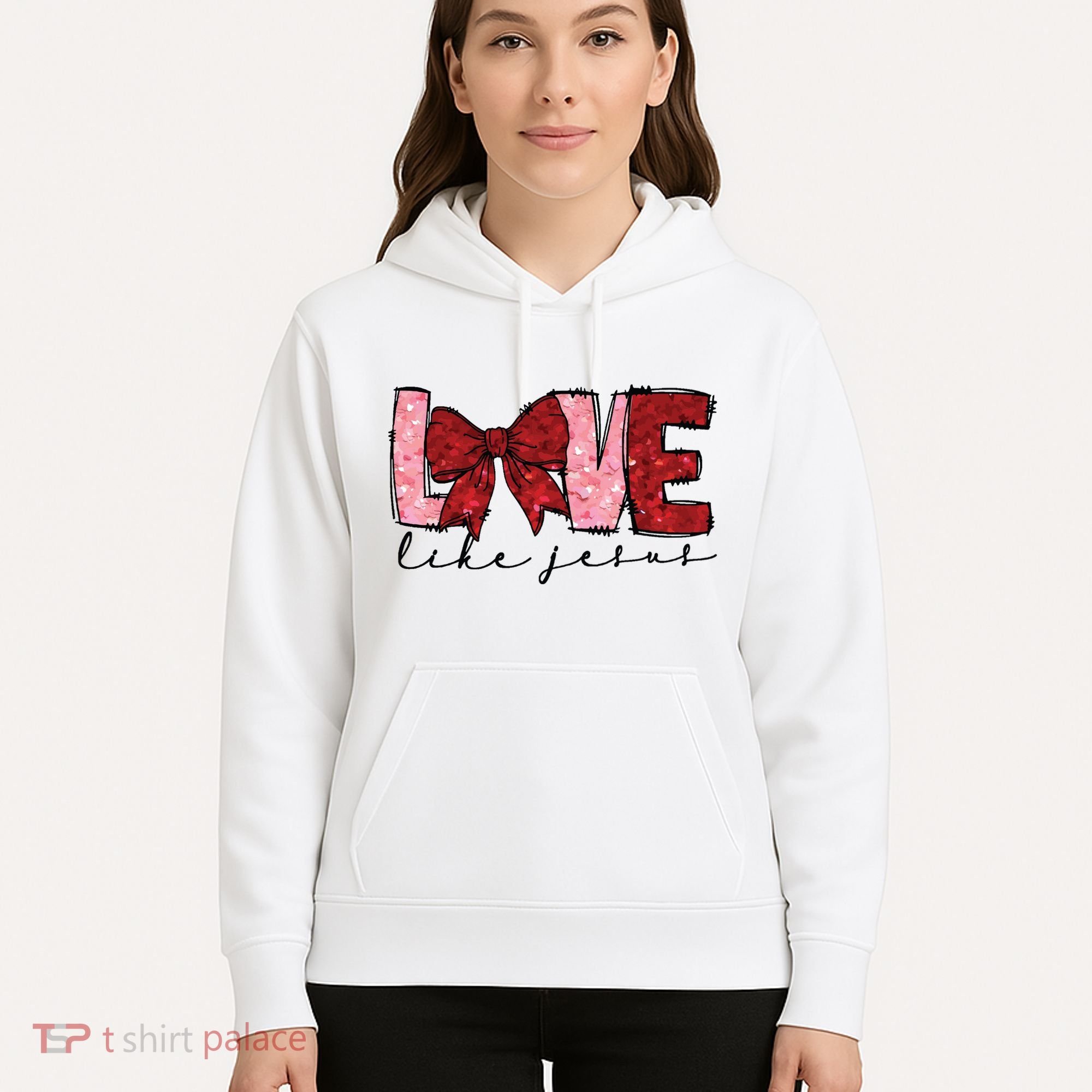 Love Like Jesus Valentine Coquette Valentine Hoodie