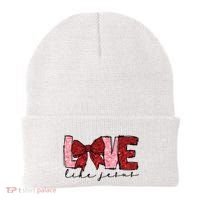 Love Like Jesus Valentine Coquette Valentine Beanie thumb 0