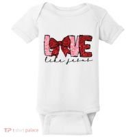 Love Like Jesus Valentine Coquette Valentine Baby Bodysuit thumb 0