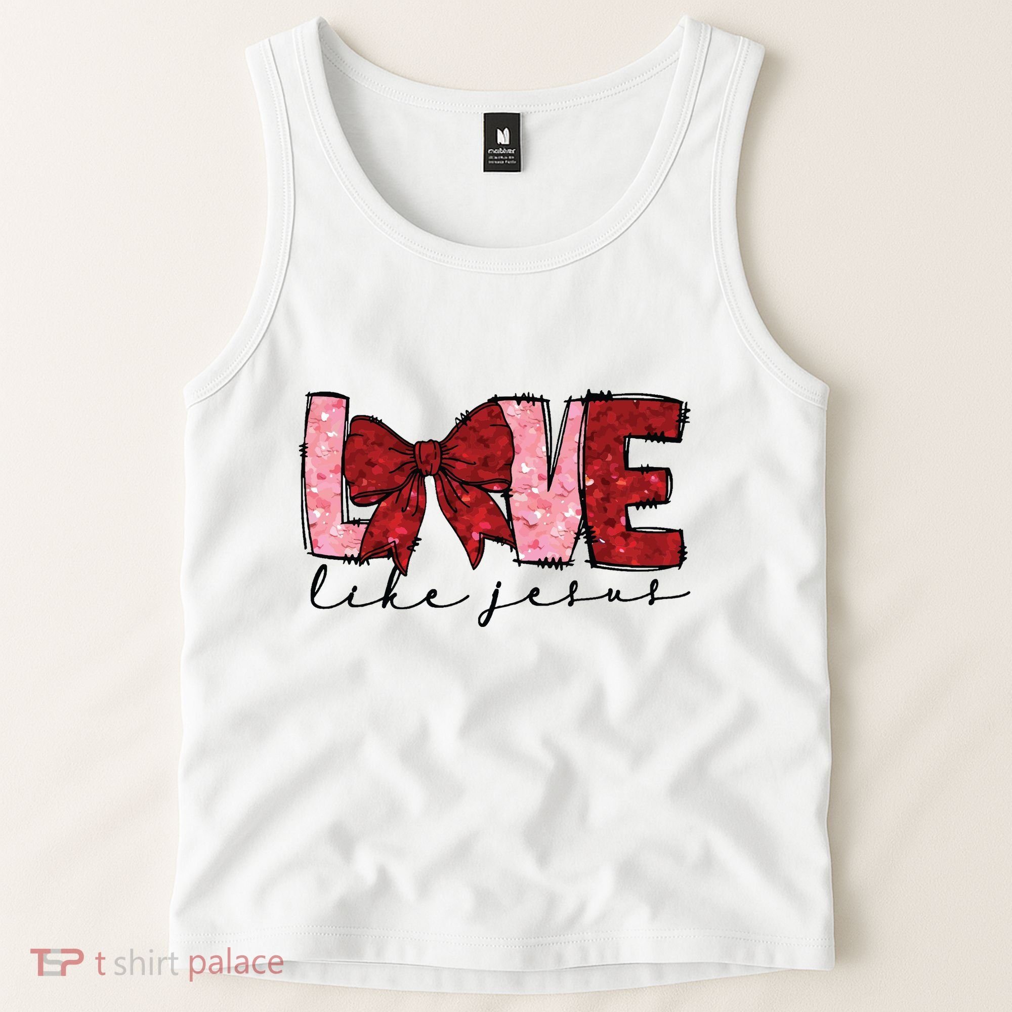 Love Like Jesus Valentine Coquette Valentine Tank Top