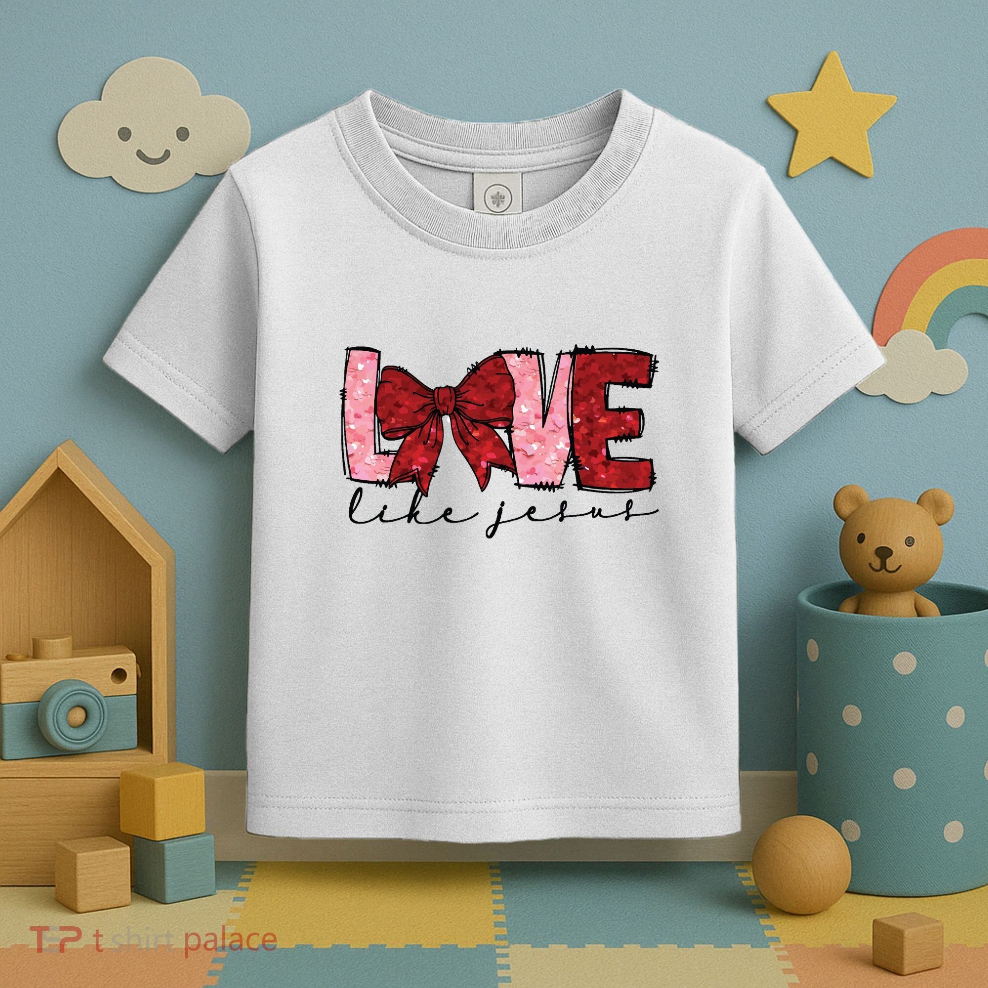 Love Like Jesus Valentine Coquette Valentine Toddler T-Shirt