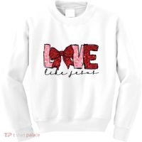 Love Like Jesus Valentine Coquette Valentine Kids Sweatshirt thumb 0