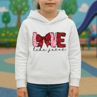Love Like Jesus Valentine Coquette Valentine Kids Hoodie thumb 3