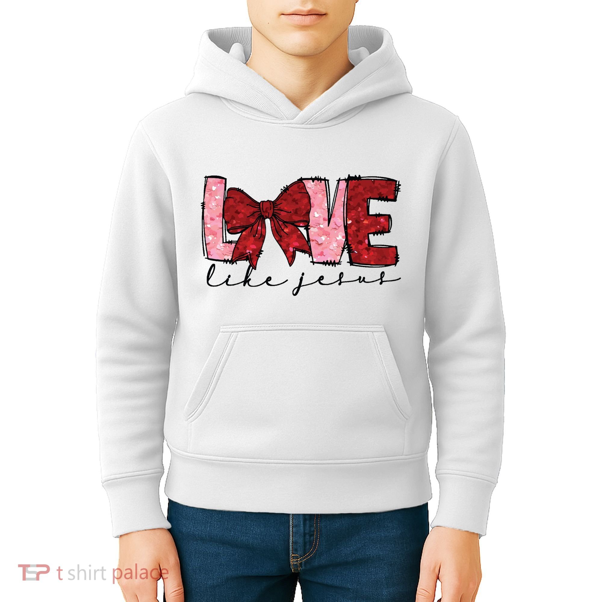 Love Like Jesus Valentine Coquette Valentine Kids Hoodie