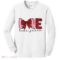 Love Like Jesus Valentine Coquette Valentine Kids Long Sleeve Shirt thumb 0