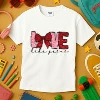 Love Like Jesus Valentine Coquette Valentine Kids T-Shirt thumb 3