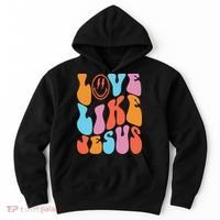 Love Like Jesus Smiley Face Aesthetic Funny Christian Hoodie thumb 0