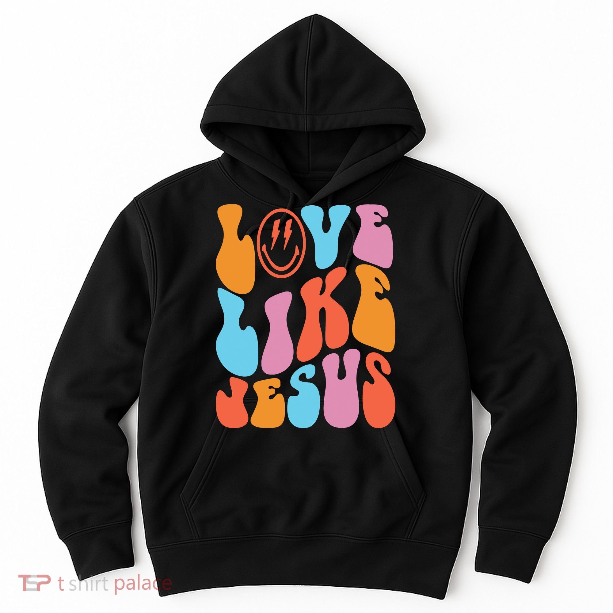 Love Like Jesus Smiley Face Aesthetic Funny Christian Hoodie