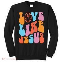 Love Like Jesus Smiley Face Aesthetic Funny Christian Sweatshirt thumb 0
