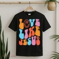 Love Like Jesus Smiley Face Aesthetic Funny Christian T-Shirt thumb 2