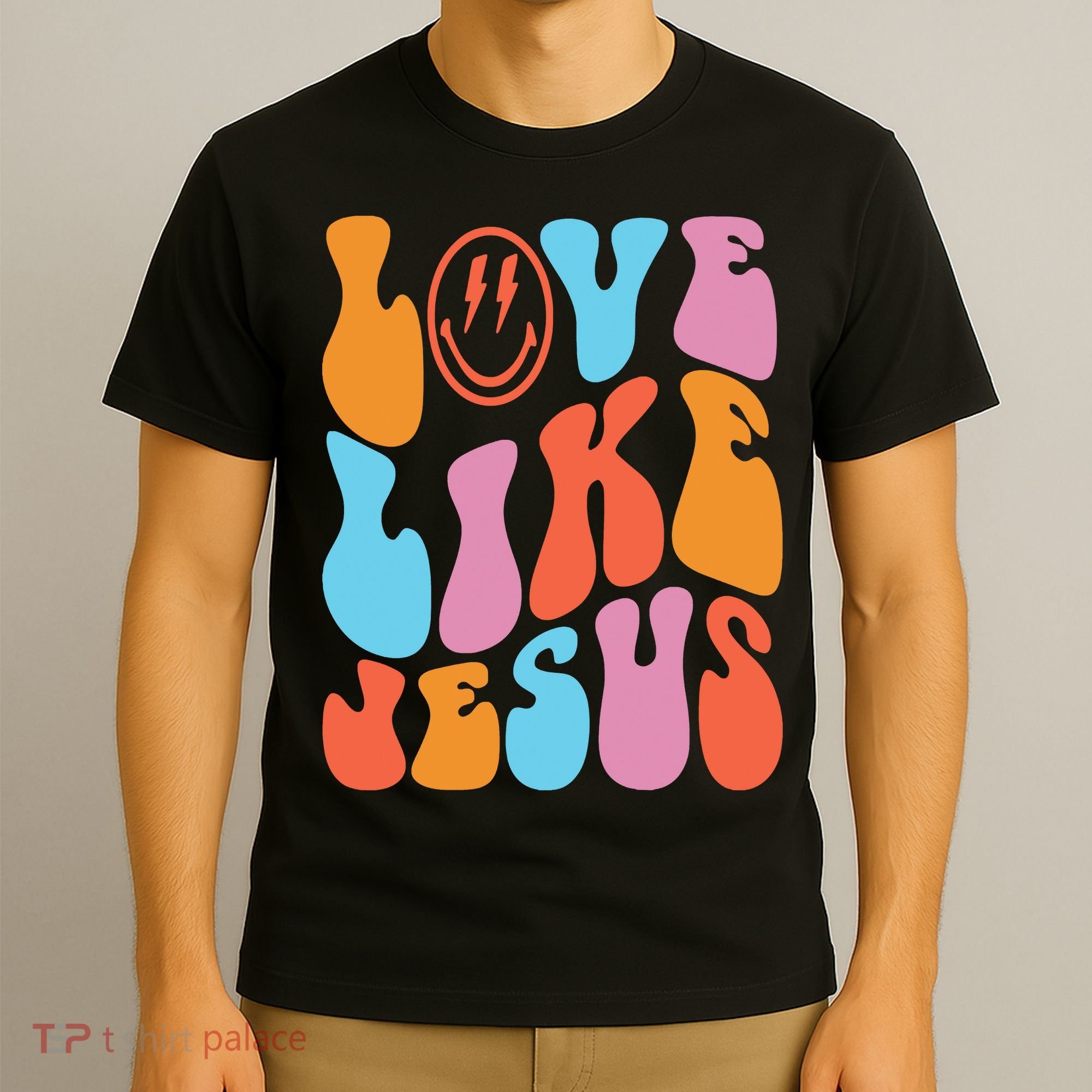 Love Like Jesus Smiley Face Aesthetic Funny Christian T-Shirt