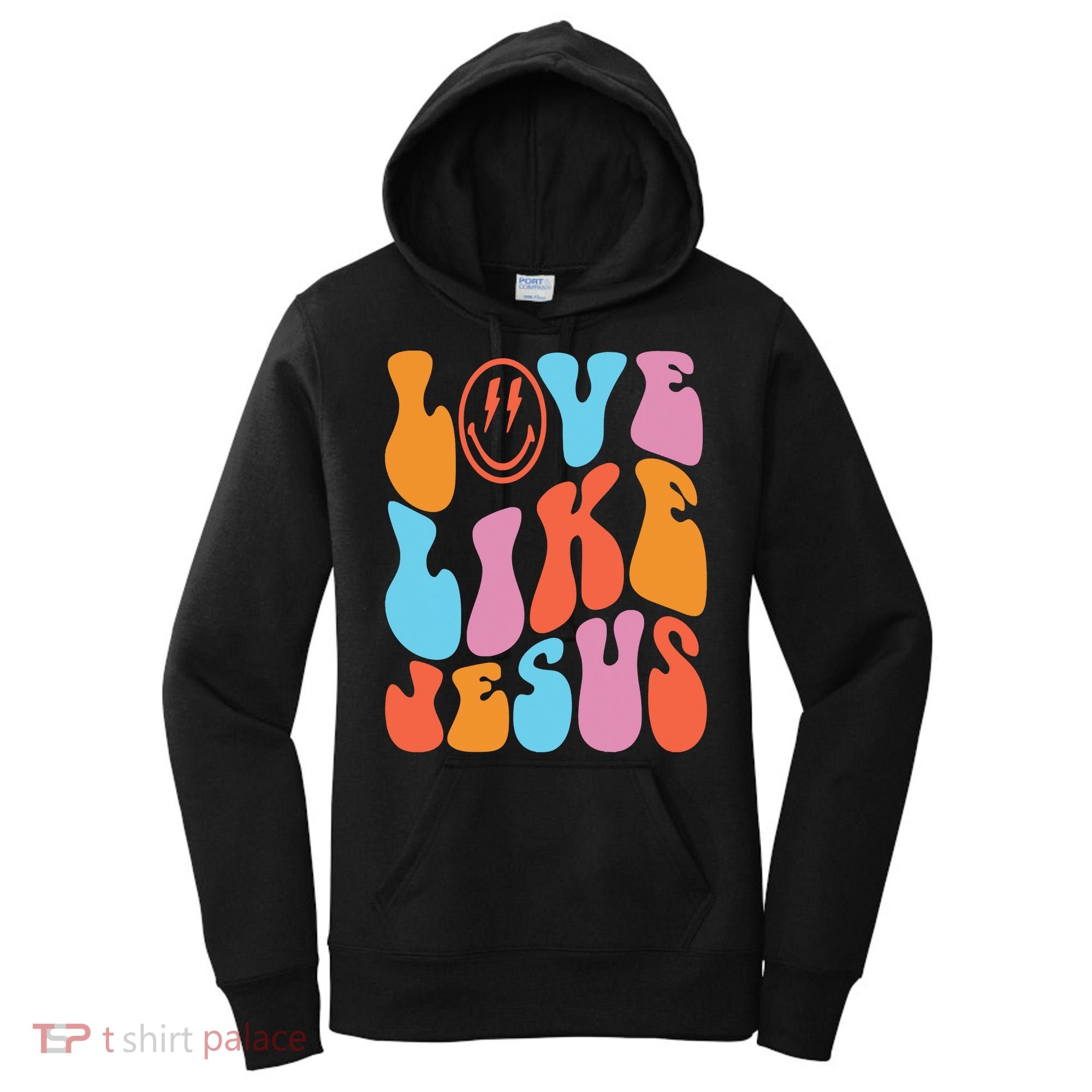 Love Like Jesus Smiley Face Aesthetic Funny Christian Women's Hoodie