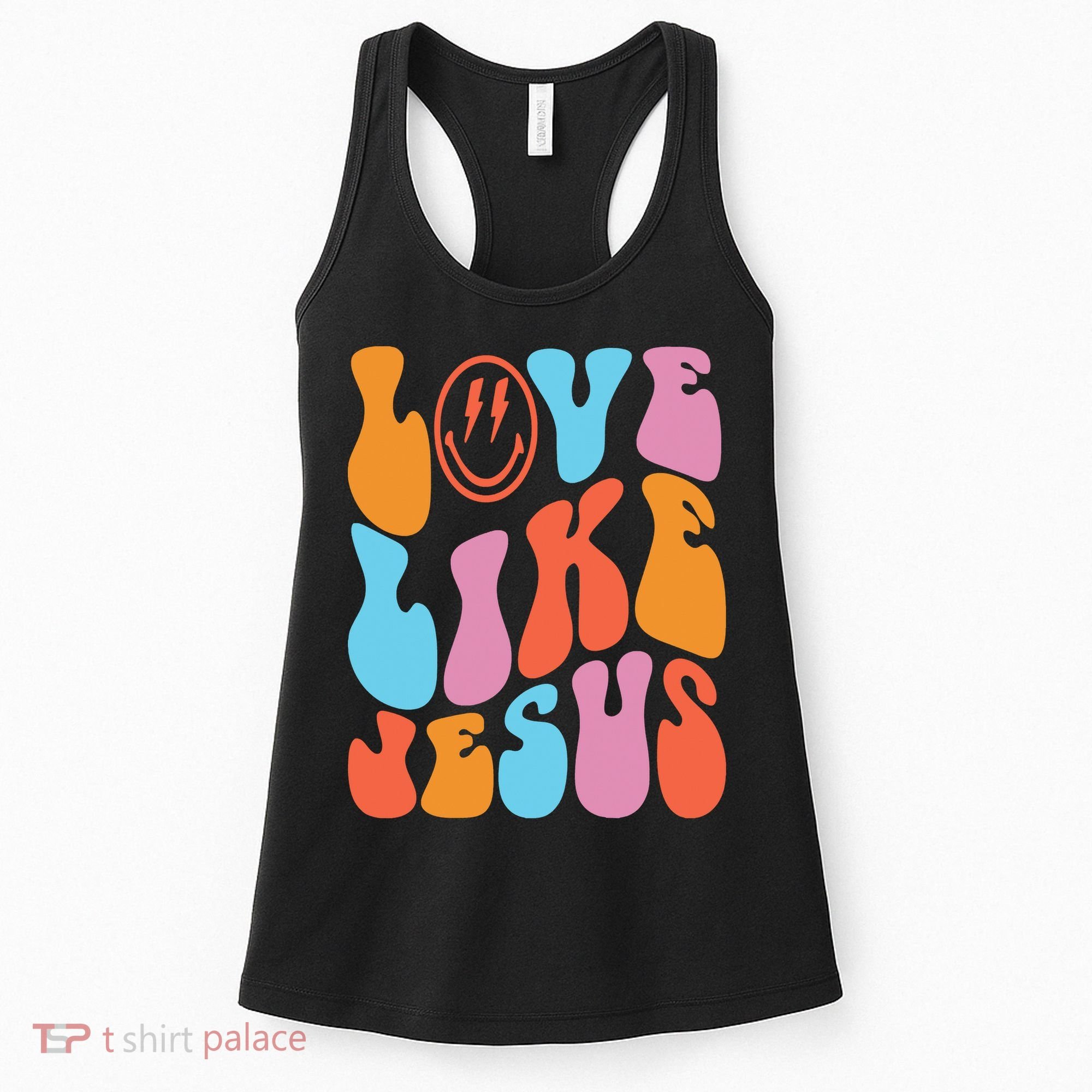 Love Like Jesus Smiley Face Aesthetic Funny Christian Women's Tank Top