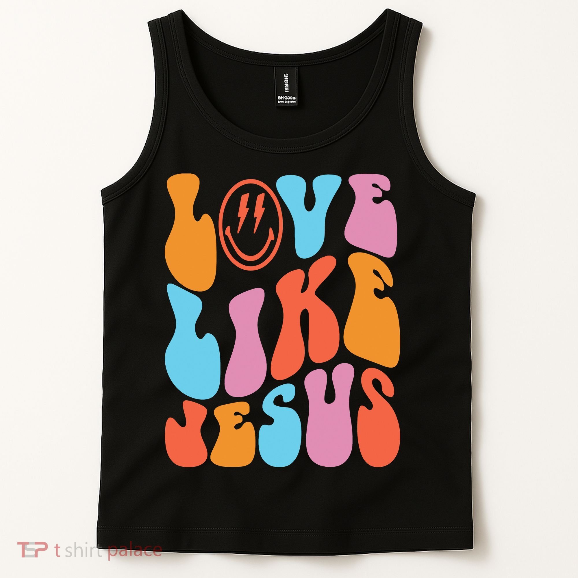Love Like Jesus Smiley Face Aesthetic Funny Christian Tank Top