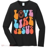 Love Like Jesus Smiley Face Aesthetic Funny Christian Women's Long Sleeve Shirt thumb 0