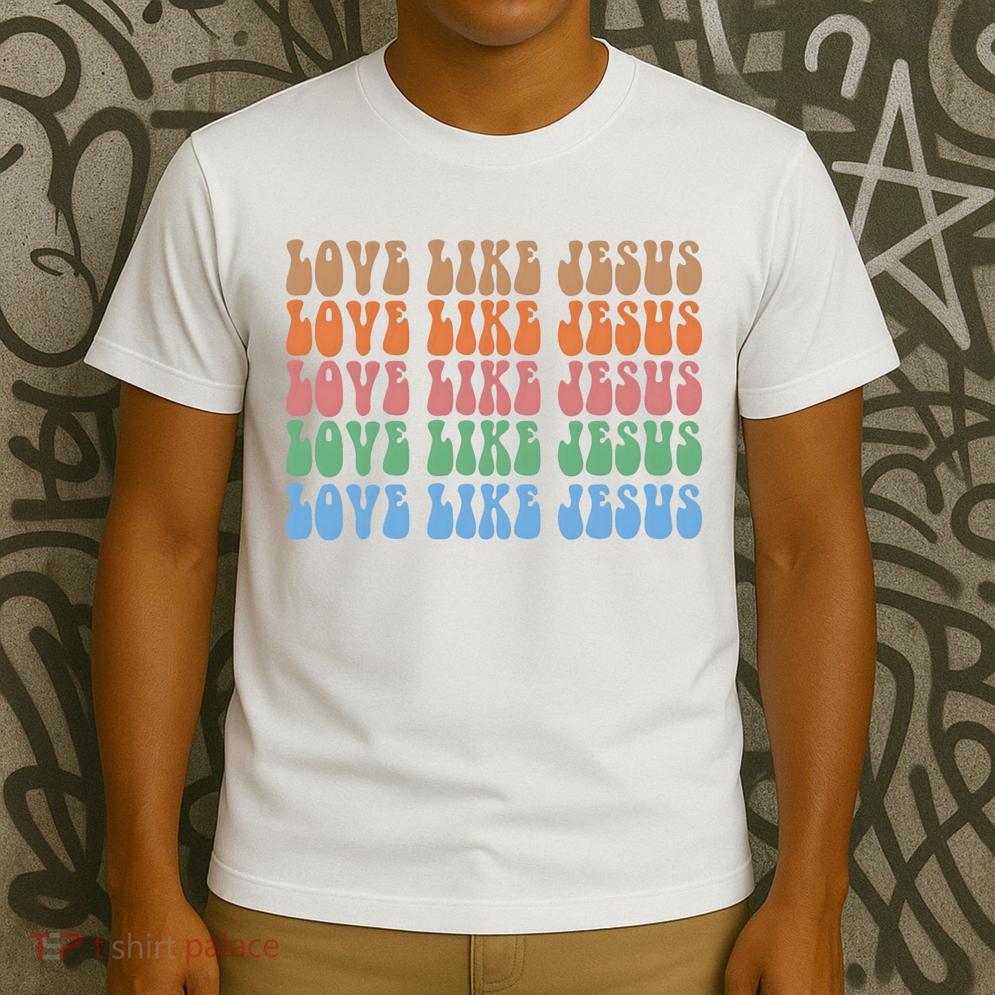 Love Like Jesus Colorful Retro Christianity T-Shirt