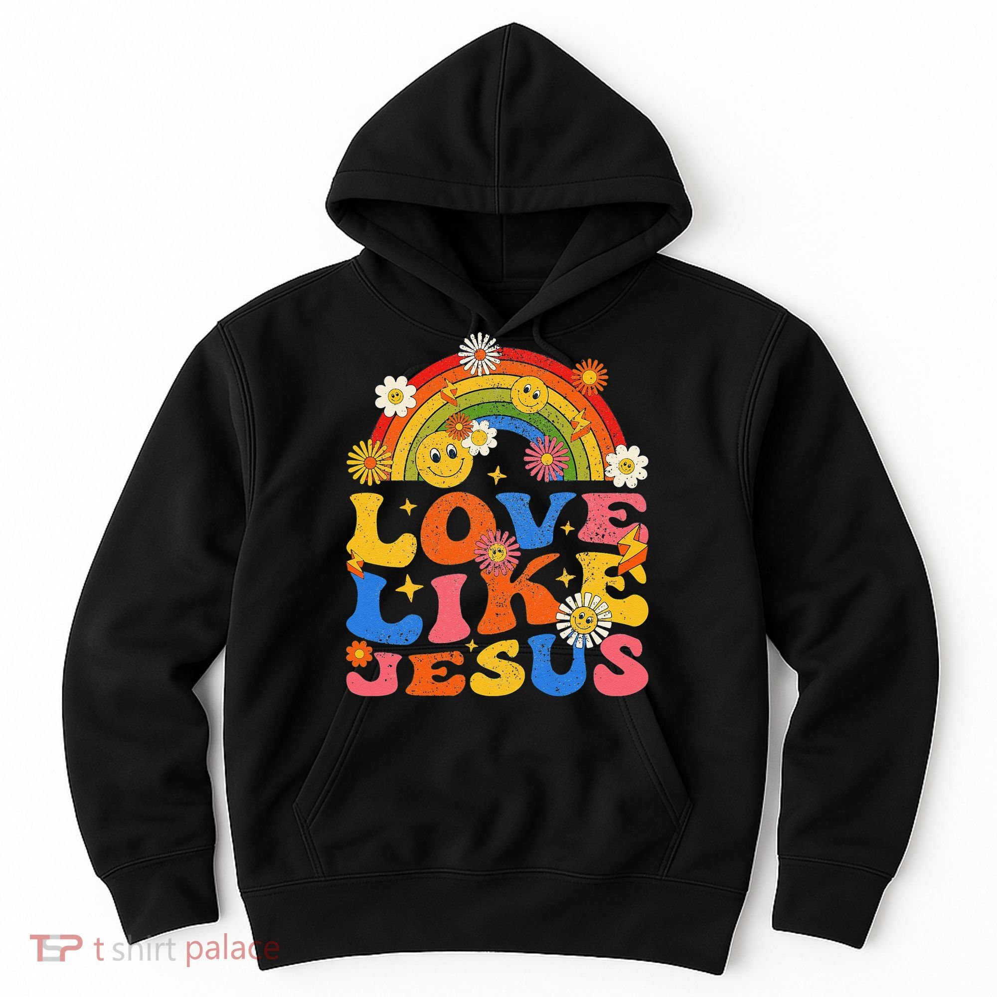 Love Like Jesus Positive Catholic Preppy Retro Christian Hoodie