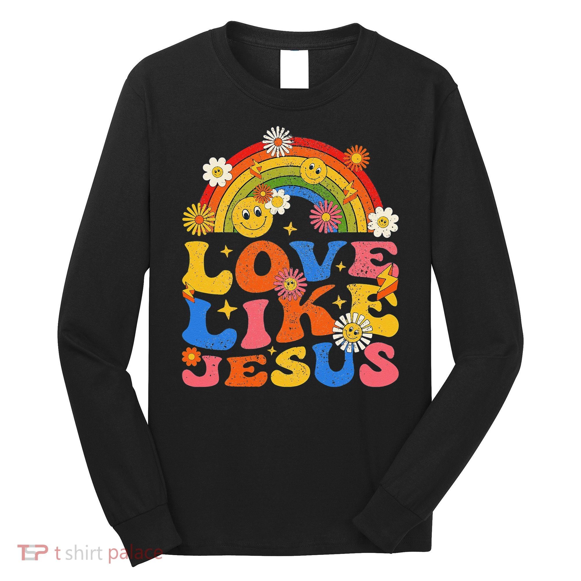 Love Like Jesus Positive Catholic Preppy Retro Christian Long Sleeve Shirt