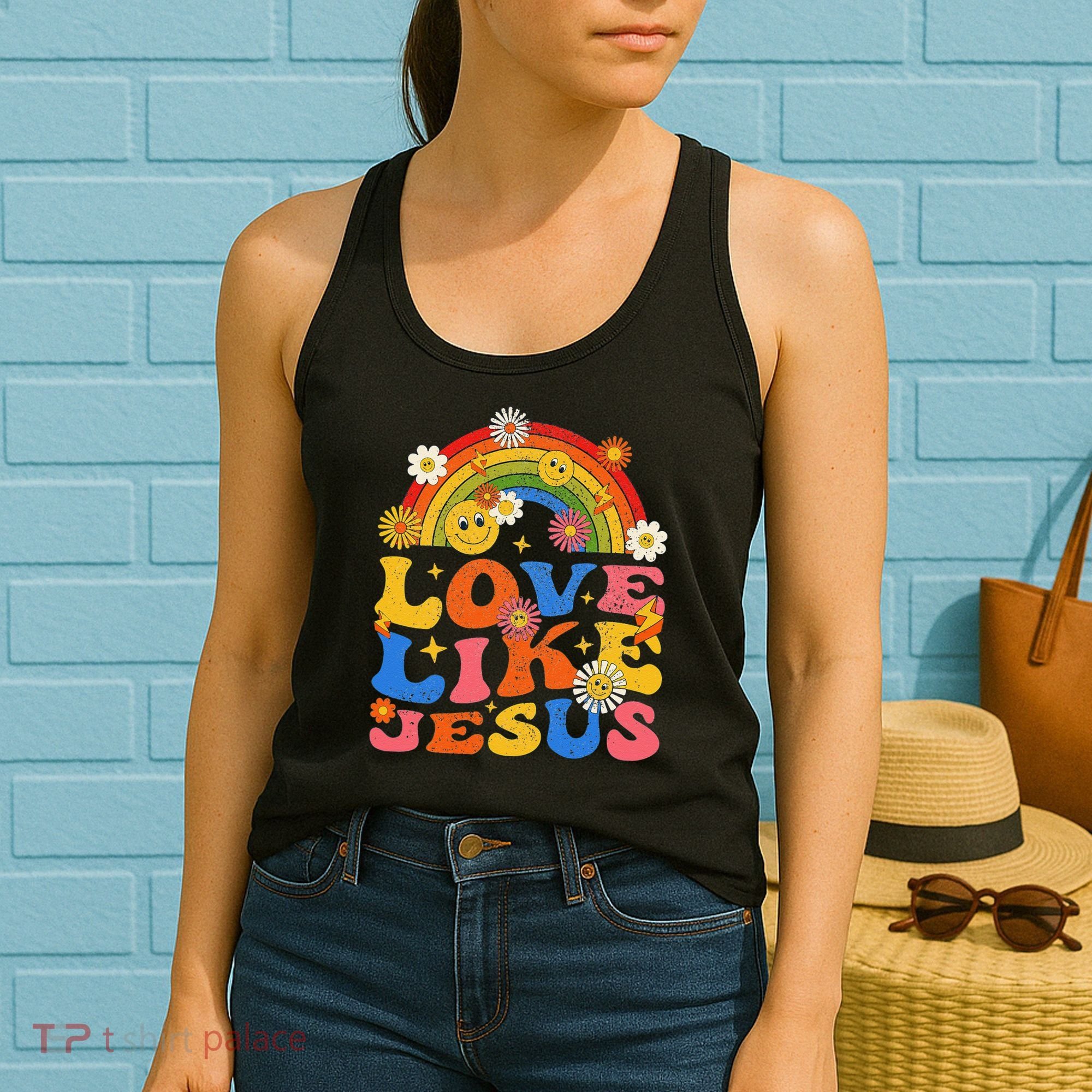 Love Like Jesus Positive Catholic Preppy Retro Christian Women's Tank Top
