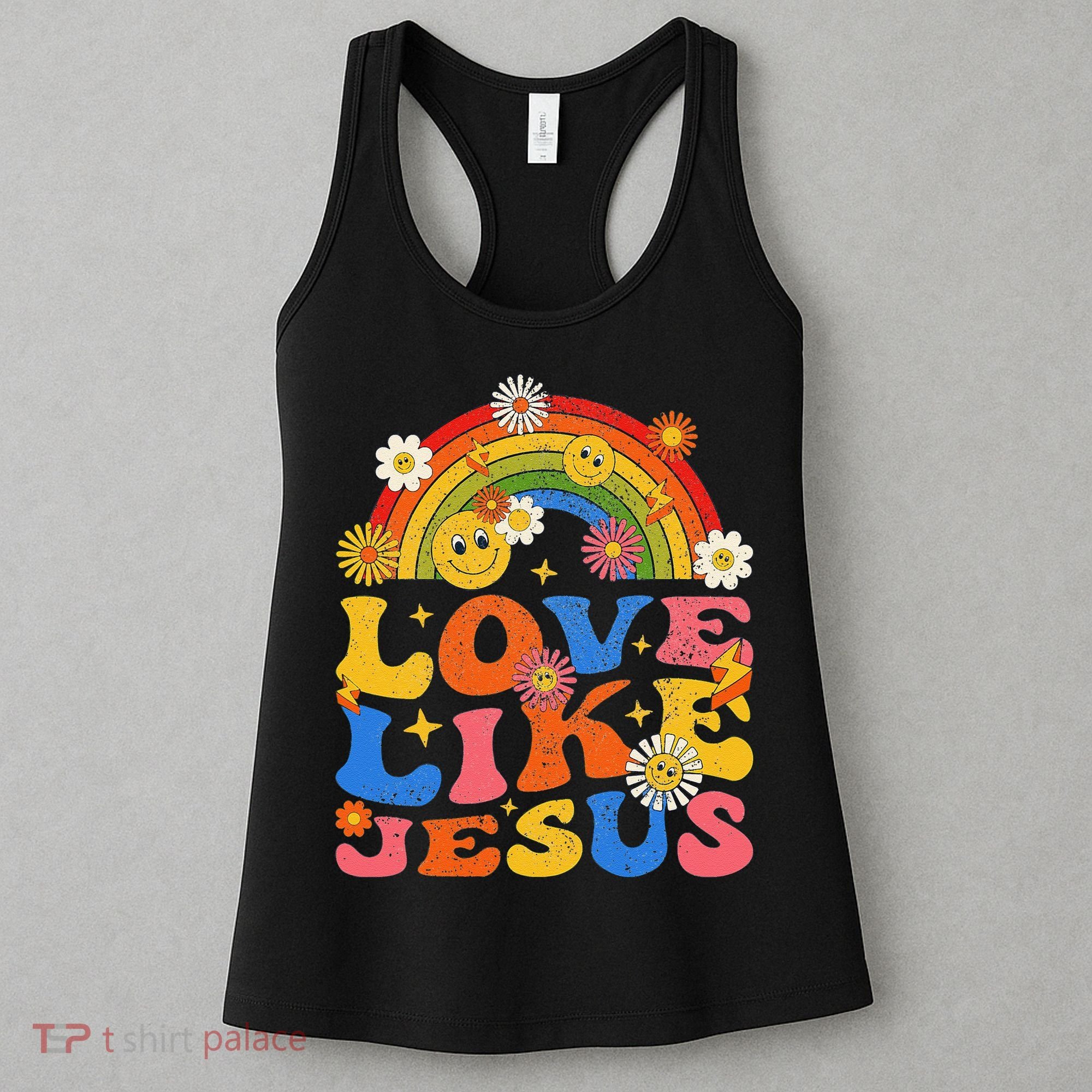 Love Like Jesus Positive Catholic Preppy Retro Christian Women's Tank Top