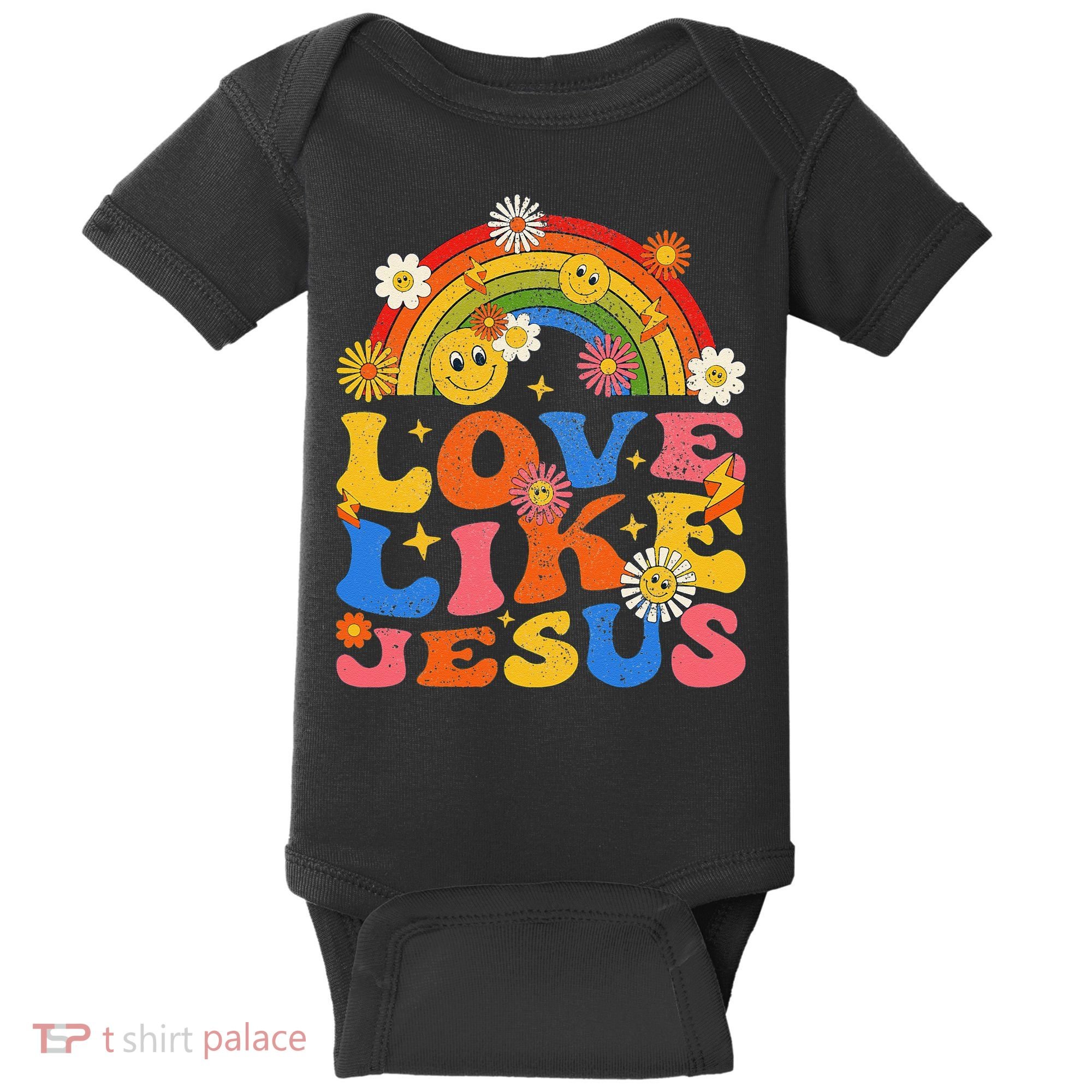 Love Like Jesus Positive Catholic Preppy Retro Christian Baby Bodysuit