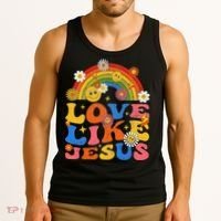 Love Like Jesus Positive Catholic Preppy Retro Christian Tank Top thumb 3