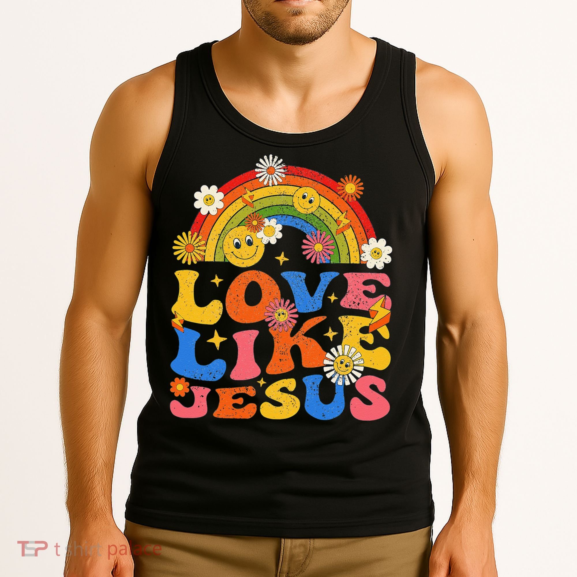 Love Like Jesus Positive Catholic Preppy Retro Christian Tank Top