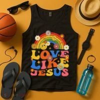Love Like Jesus Positive Catholic Preppy Retro Christian Tank Top thumb 4
