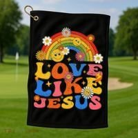 Love Like Jesus Positive Catholic Preppy Retro Christian Golf Towel thumb 1