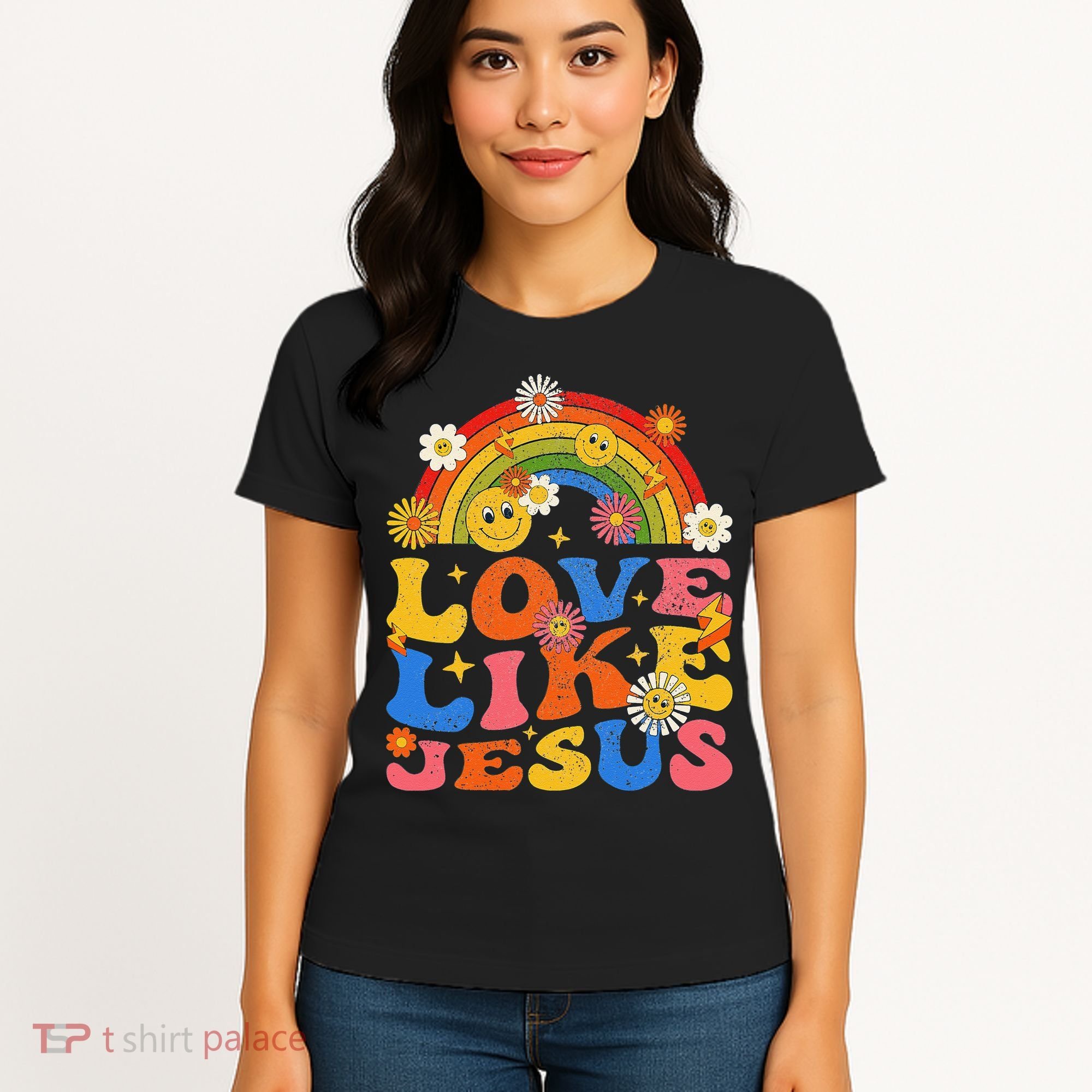 Love Like Jesus Positive Catholic Preppy Retro Christian Women's T-Shirt