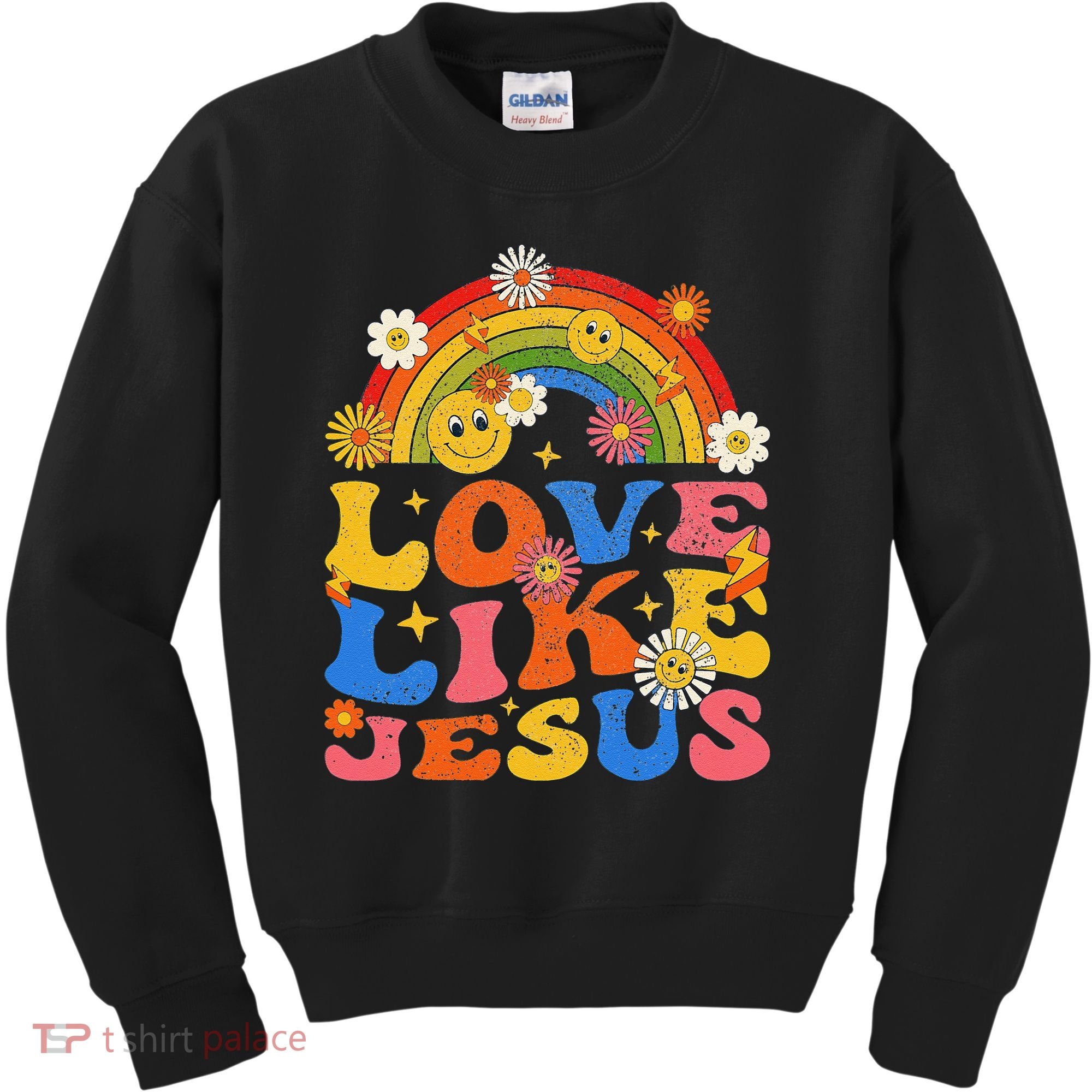 Love Like Jesus Positive Catholic Preppy Retro Christian Kids Sweatshirt